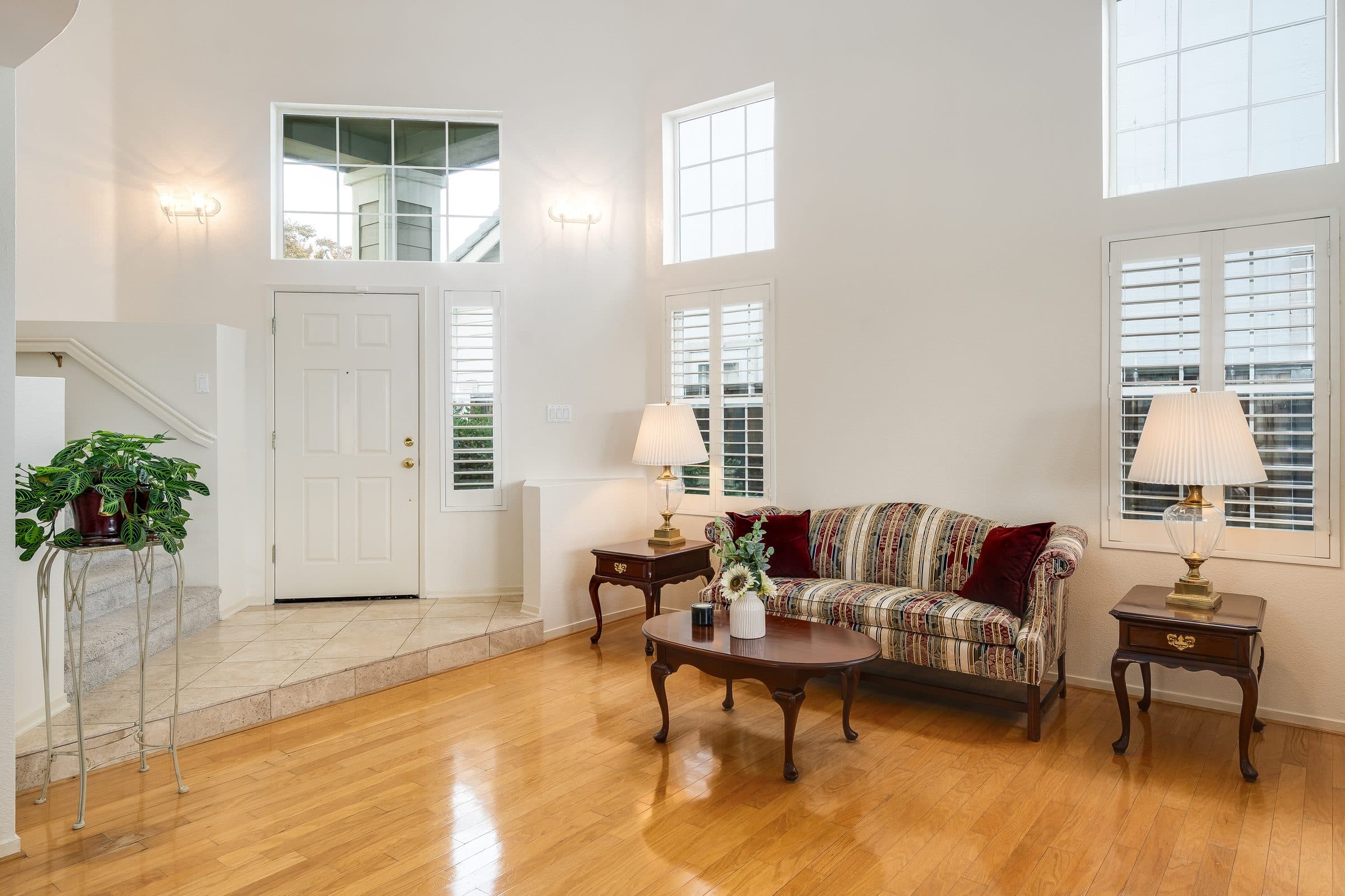 1049 Feather Circle. The living room, two stories tall.